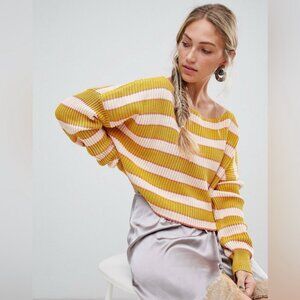 Free People Striped Oversized Knit Sweater